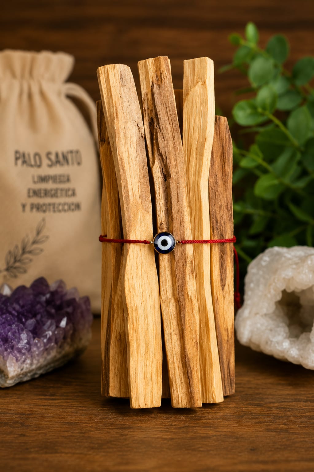 Palo Santo con pulsera de protección